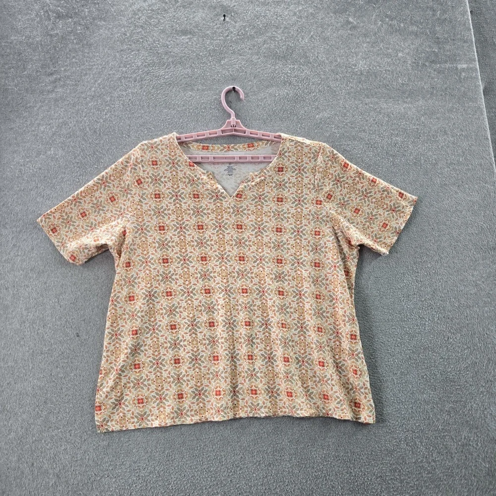 Croft & Barrow Women‎ Shirt 1X Multicolor Floral V-Neck Pullover